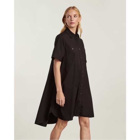 Everlane The Daytripper Shirt Dress Black Medium NWT Button Front Pockets Short - Picture 2 of 10